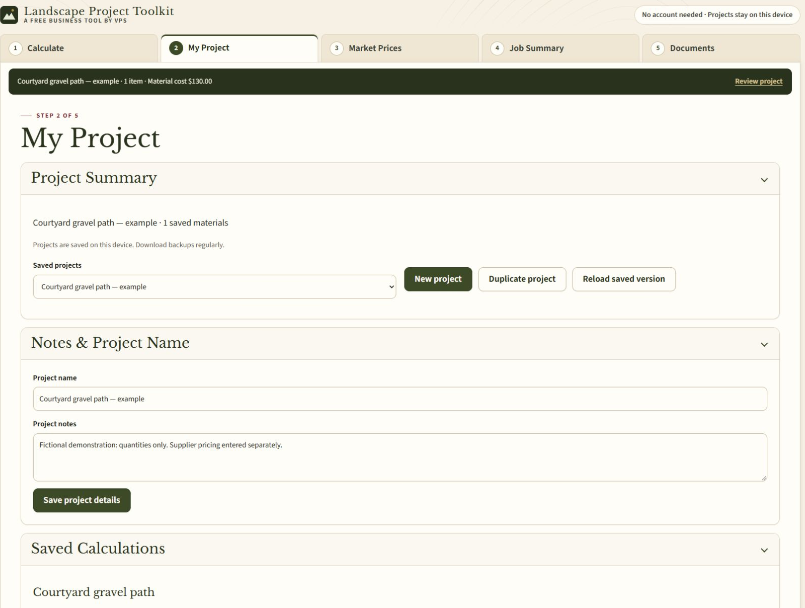 Real Landscape Project Toolkit application interface